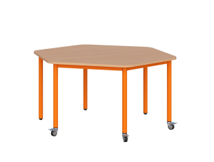 Stolik mobilny szkolno-przedszkolny, blat sześciokątny (Nr 1, 2, 3)